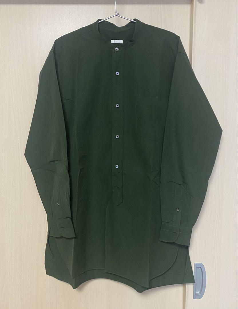 COMOLI Band Collar Shirt Green Size 2