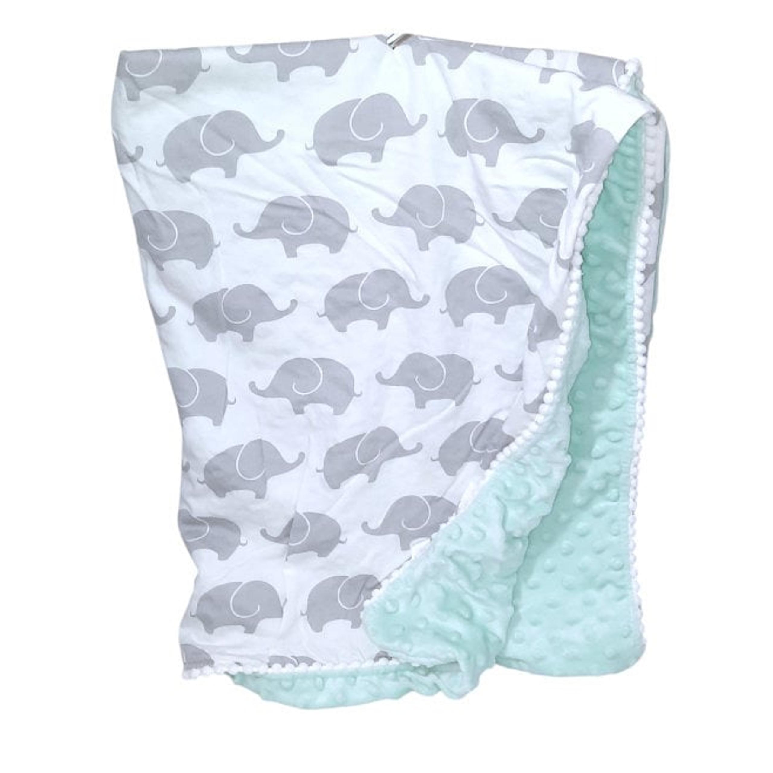 2018 The PeanutShell Elephant Minky Dot Baby Lovey Security Blanket 36" X 29"
