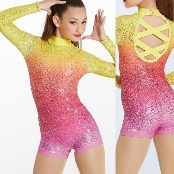 WEISSMAN Dance Costume biketard pink ombre Chained To The Rhythm 12051 adult SA