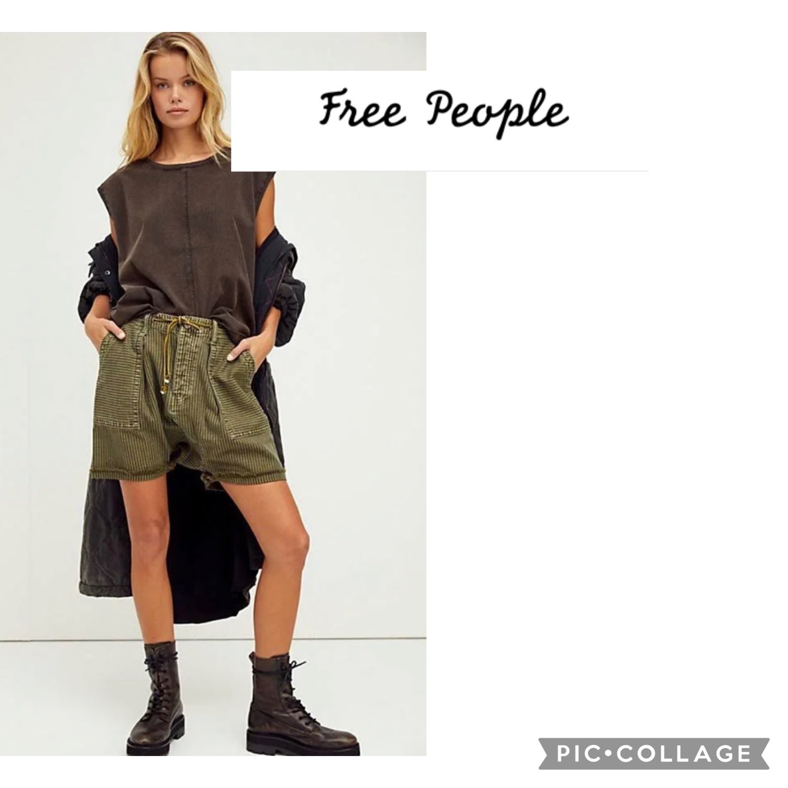 New without tags Free People Size XS Easy Rider Harem Shorts Front button closu