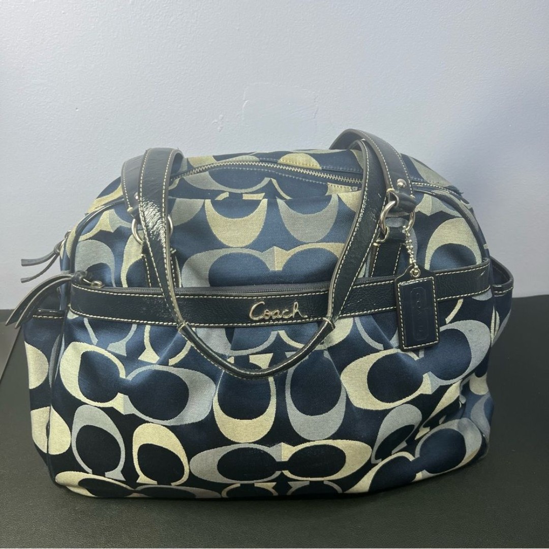 Signature Addison Signature C Diaper Tote Bag in Blue & Gray F18376