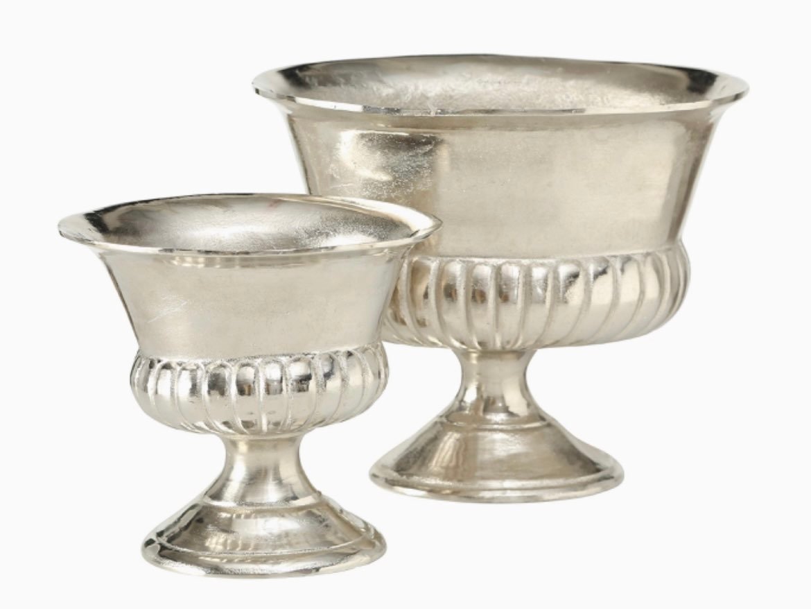 Set of 2, Silver, Thick Metal, Handmade Aluminum,Table Top Centerpiece, 10.25 an