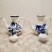Vintage White Porcelain w/ Blue Flowers Japanese Tea Set Miniature Small Teapots