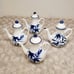 Vintage White Porcelain w/ Blue Flowers Japanese Tea Set Miniature Small Teapots