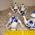 Vintage White Porcelain w/ Blue Flowers Japanese Tea Set Miniature Small Teapots
