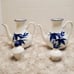Vintage White Porcelain w/ Blue Flowers Japanese Tea Set Miniature Small Teapots