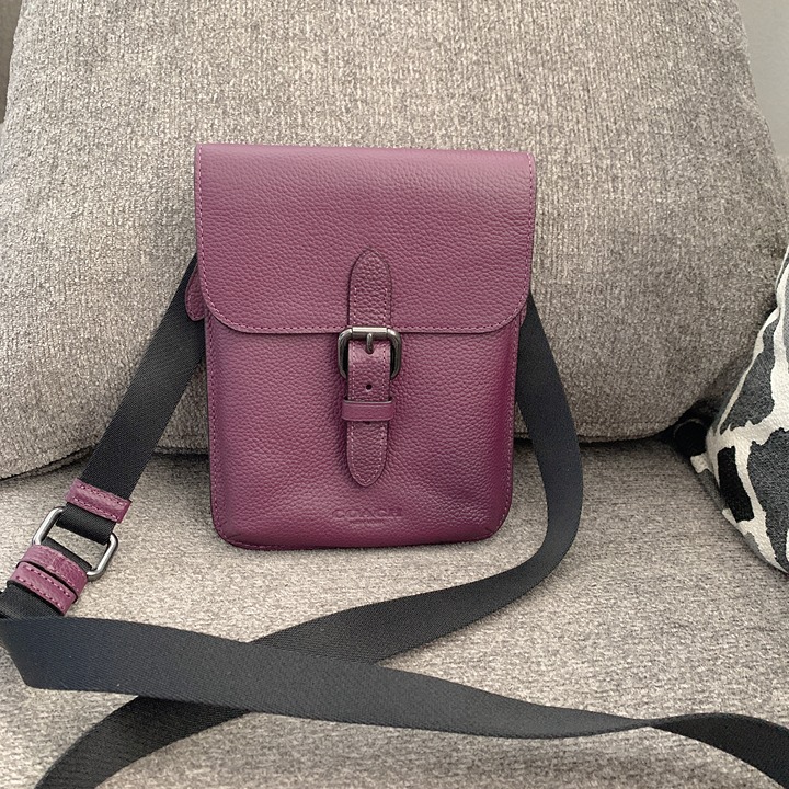 NEW AUTHENTIC COACH MENS LEATHER SMALL HUDSON CROSS BODY BAG #1309 Dark Grape