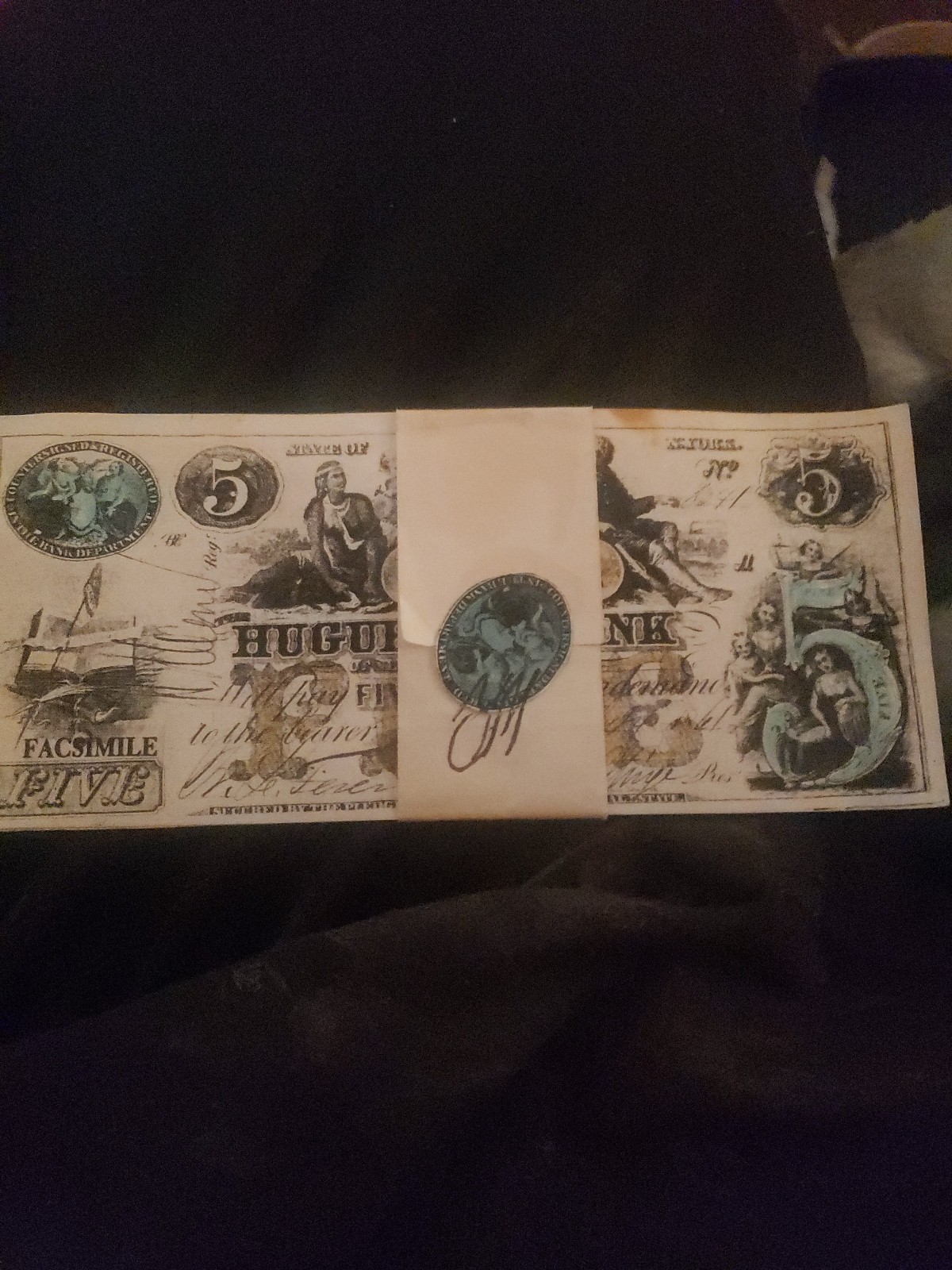 Huguenot bank five dollar note