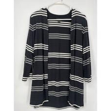 J. Jill Wearever Collection Black White Stripe Open Rayon Blend Cardigan Size SP
