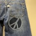 Trui Studios Levi’s Distressed Stitched Peace Sign Boho Jeans Size 26 New! Rare!