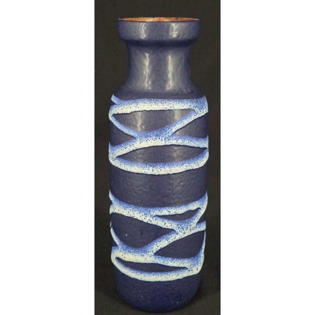 Vintage Scheurich Keramik Germany 9 Lava Vase With Bands.# 200-22.