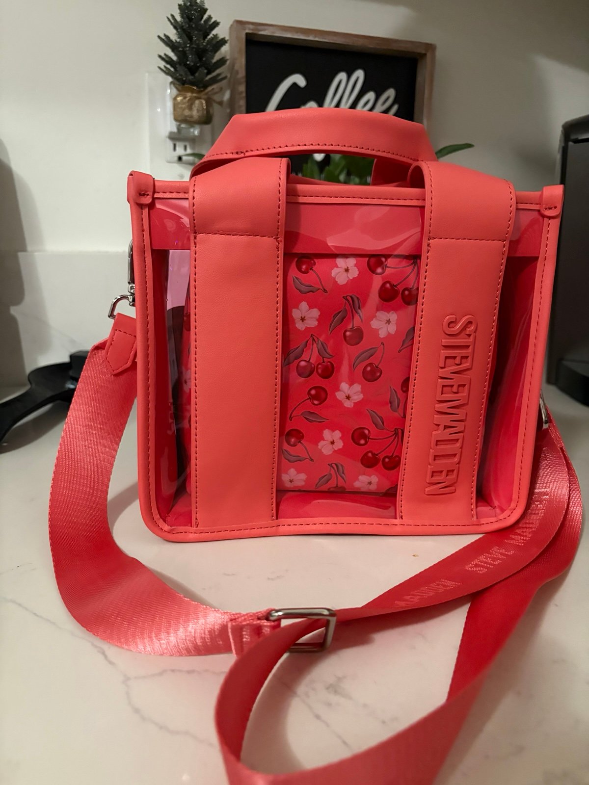 Steve Madden corral cherry floral satchel tote purse