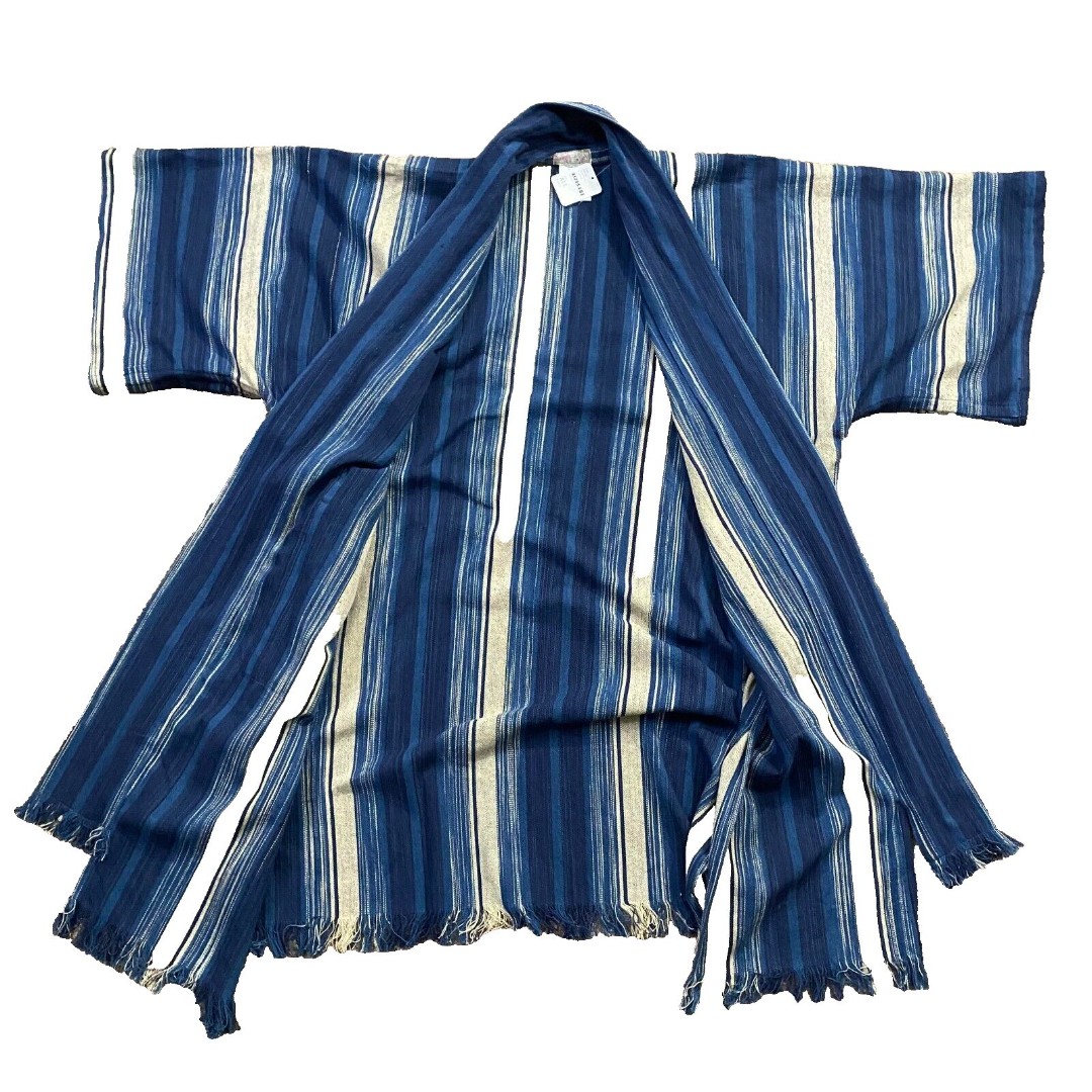NWT O/S Free People Whisper Washed Ruffle Kimono Layered Navy Mix 128