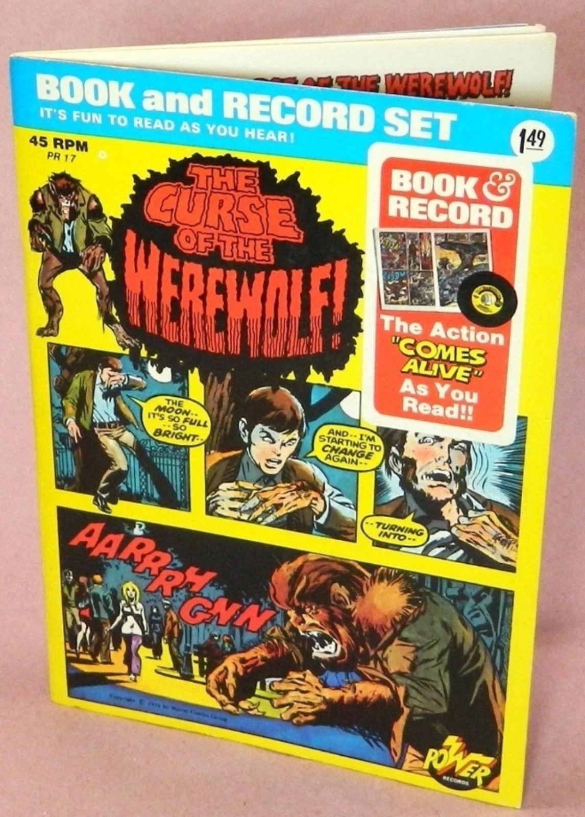 Marvel Comic 1st Edition 1974 Book & 45rpm Record CURSE OF THE WEREWOLF- VG COND