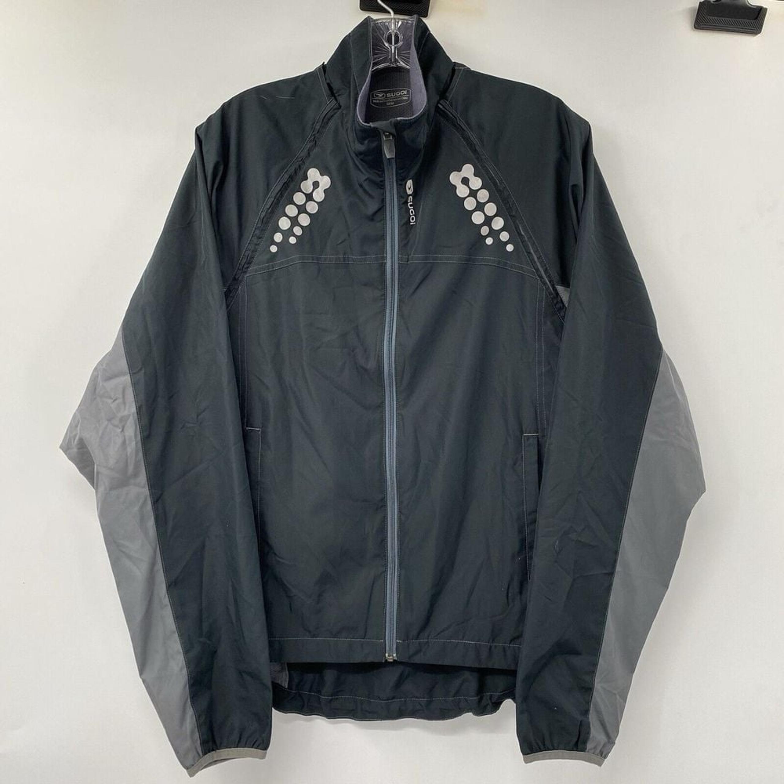 Sugoi Men M Black Gray Zip Off Arms Adjustable Waist Windbreaker Cycling Jacket