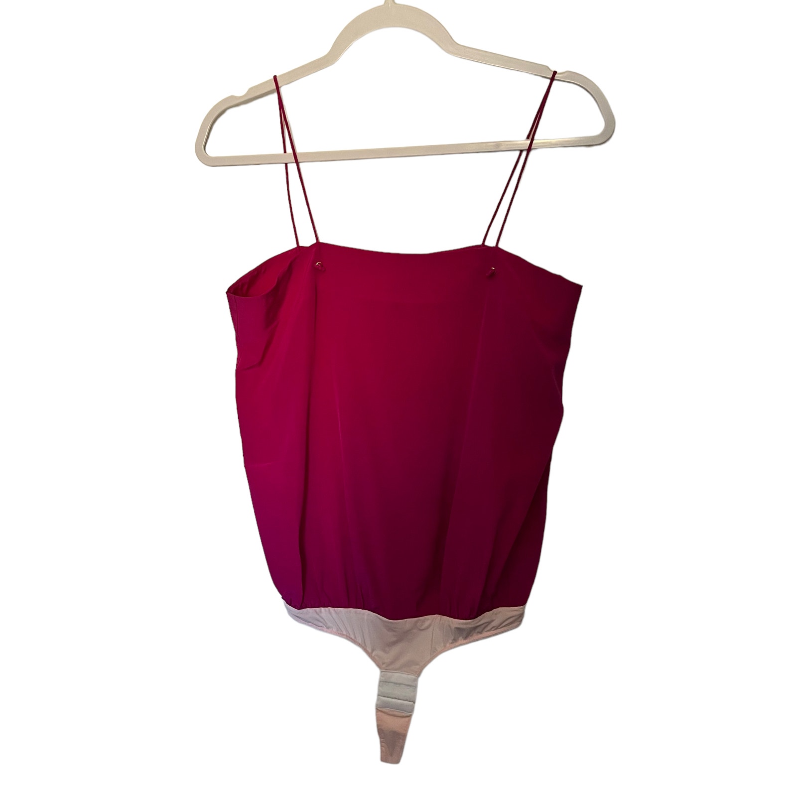 Tuxe Bodywear 100% Silk Bodysuit Size Small Hot Pink Spaghetti Strap Cami