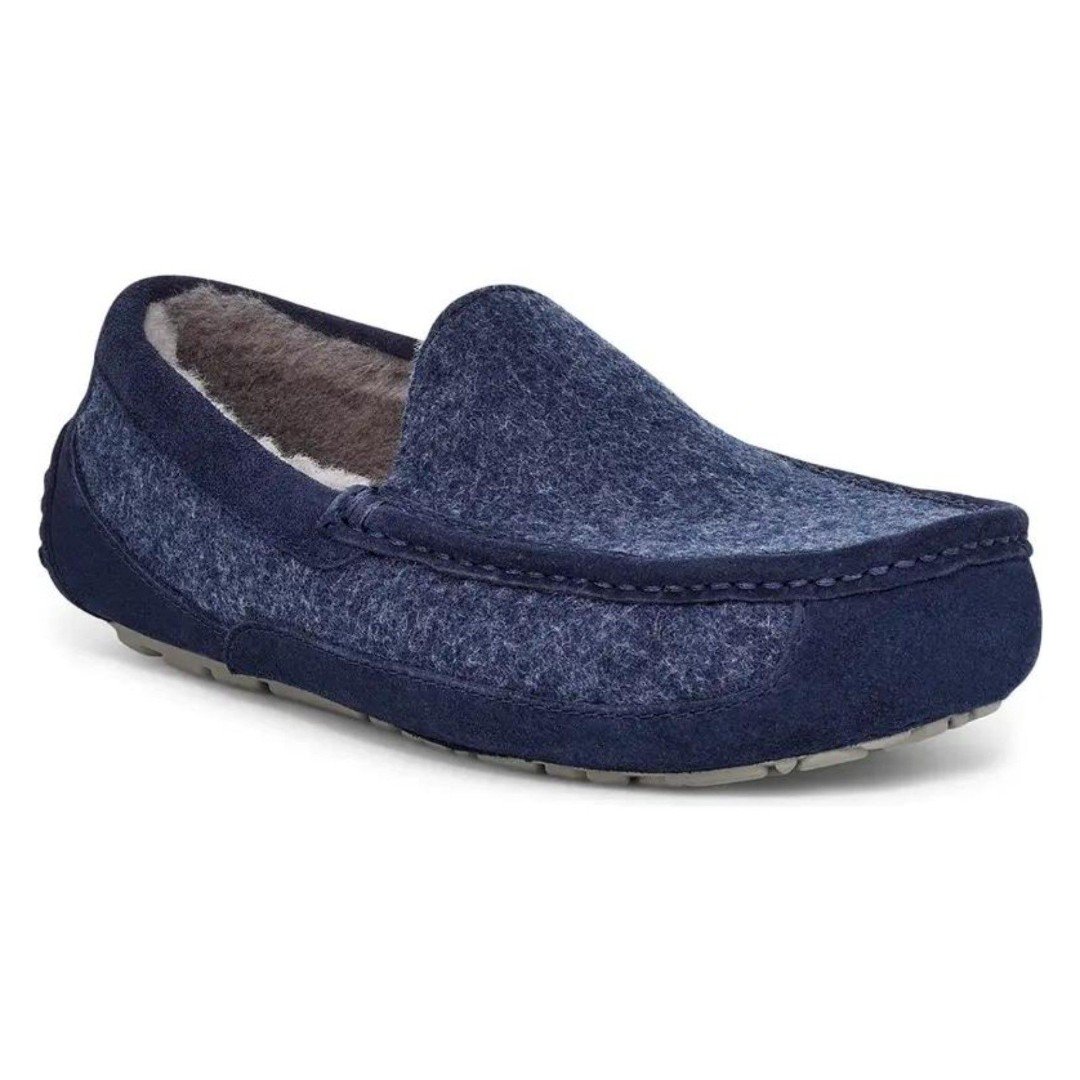 UGG Ascot Wool Loafer Slippers Men's Moccasins Suede UGGpure Lined Blue Size 9