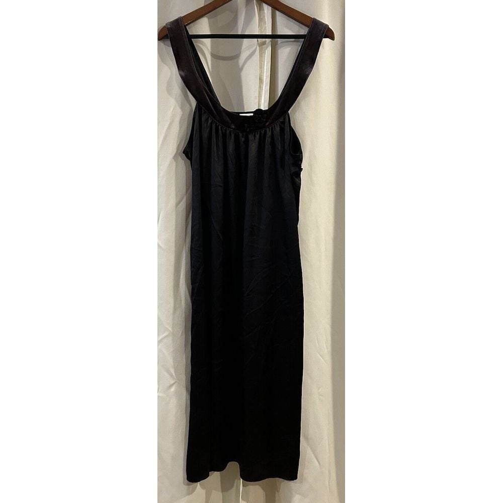 Vera Wang Womens Gown Dress Black Floral Embellished Scoop Neck Strap Retro L