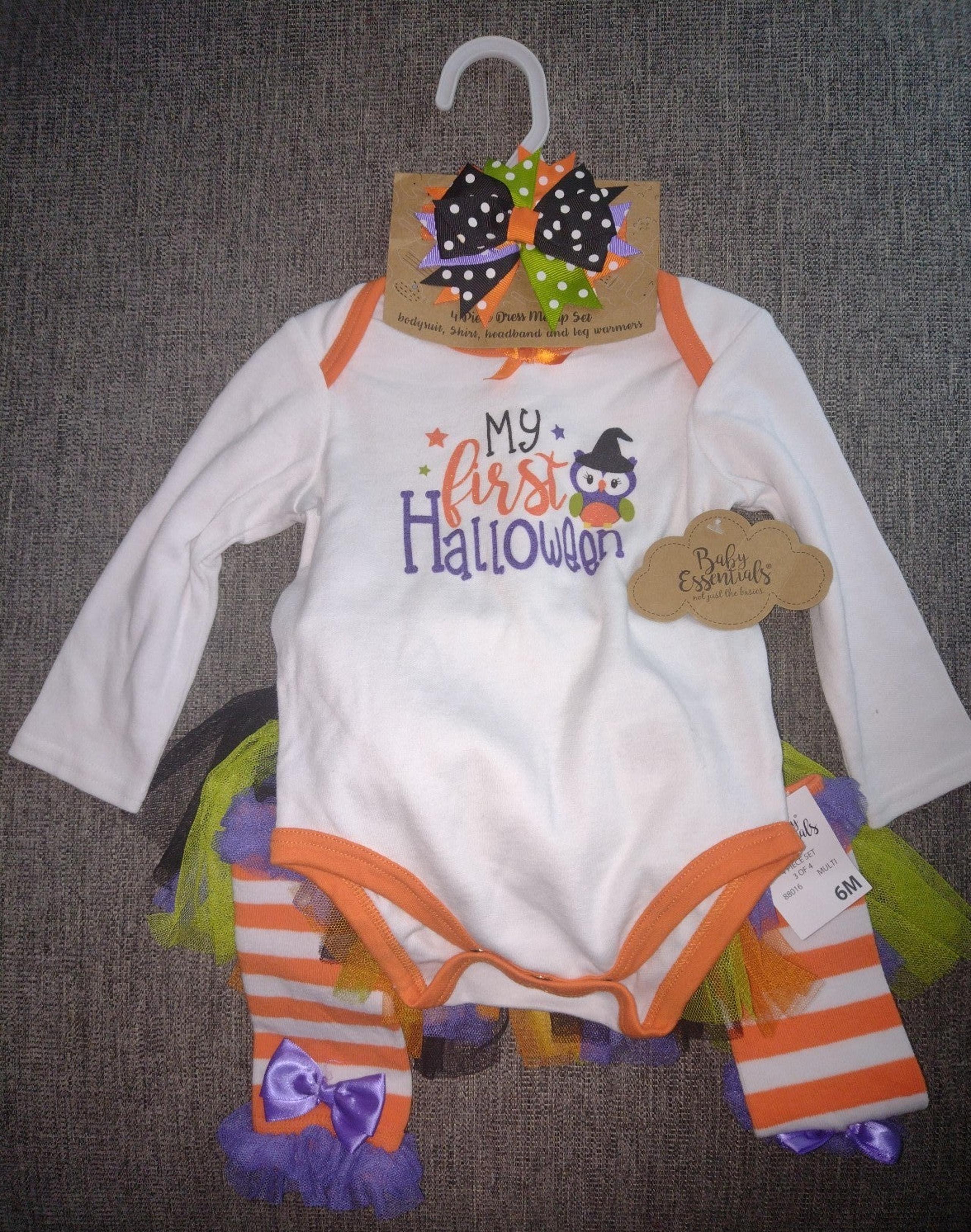 NWT Baby Girl 6 MOS Halloween 4-PC Outfit/Set BABY ESSENTIALS BRAND Green Purple