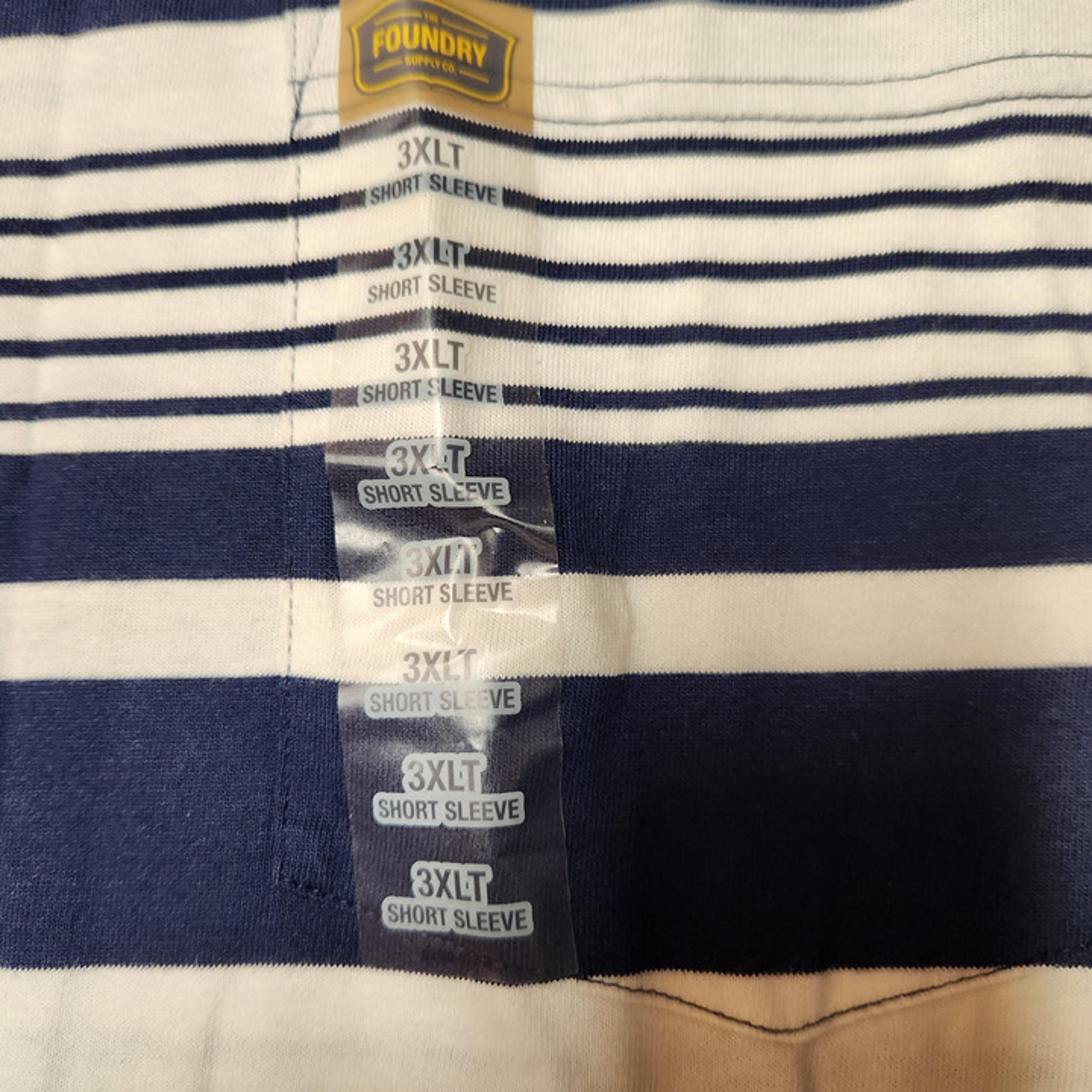 The Foundry short sleeve indigo white striped polo shirt men sz 3XLT NWT navy