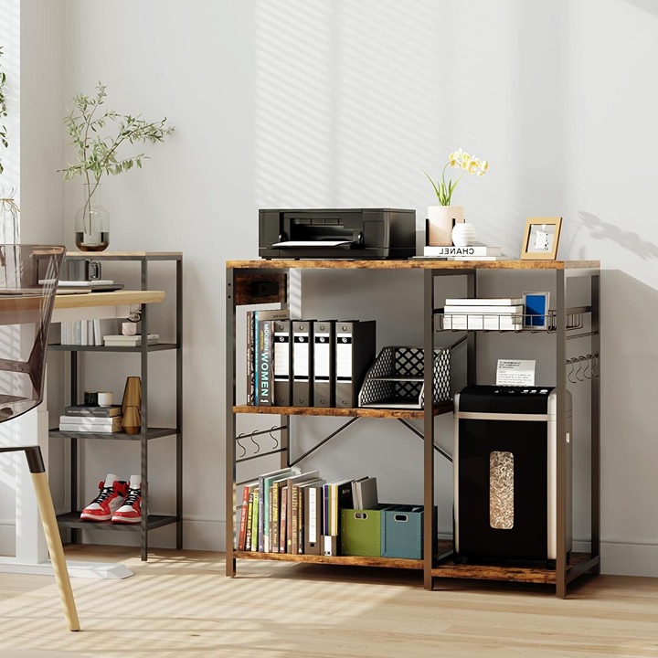 Kitchen Storage with Pull-Out Basket 6 S-Shaped Hooks