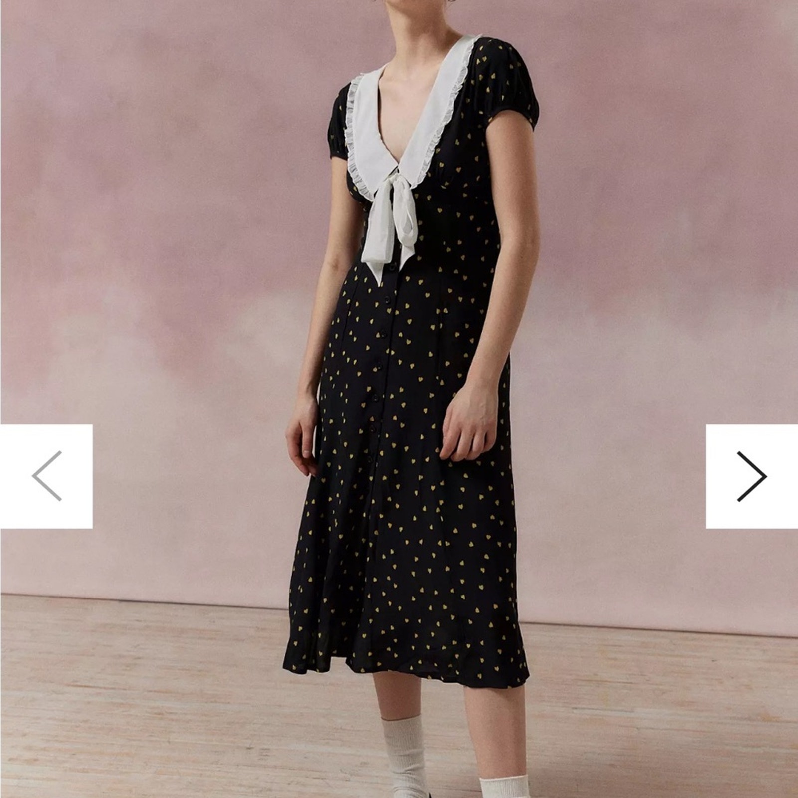 NEW Urban Outfitters Kimchi Blue Giovanna printed midi dress collared Large