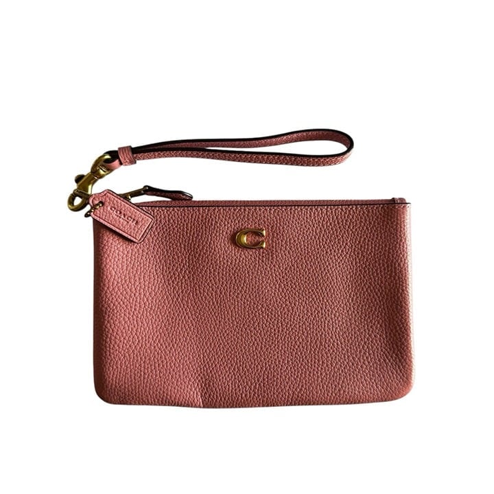 COACH Wristlet Colorblock Bubblegum Pink Pebbled Leather Clutch