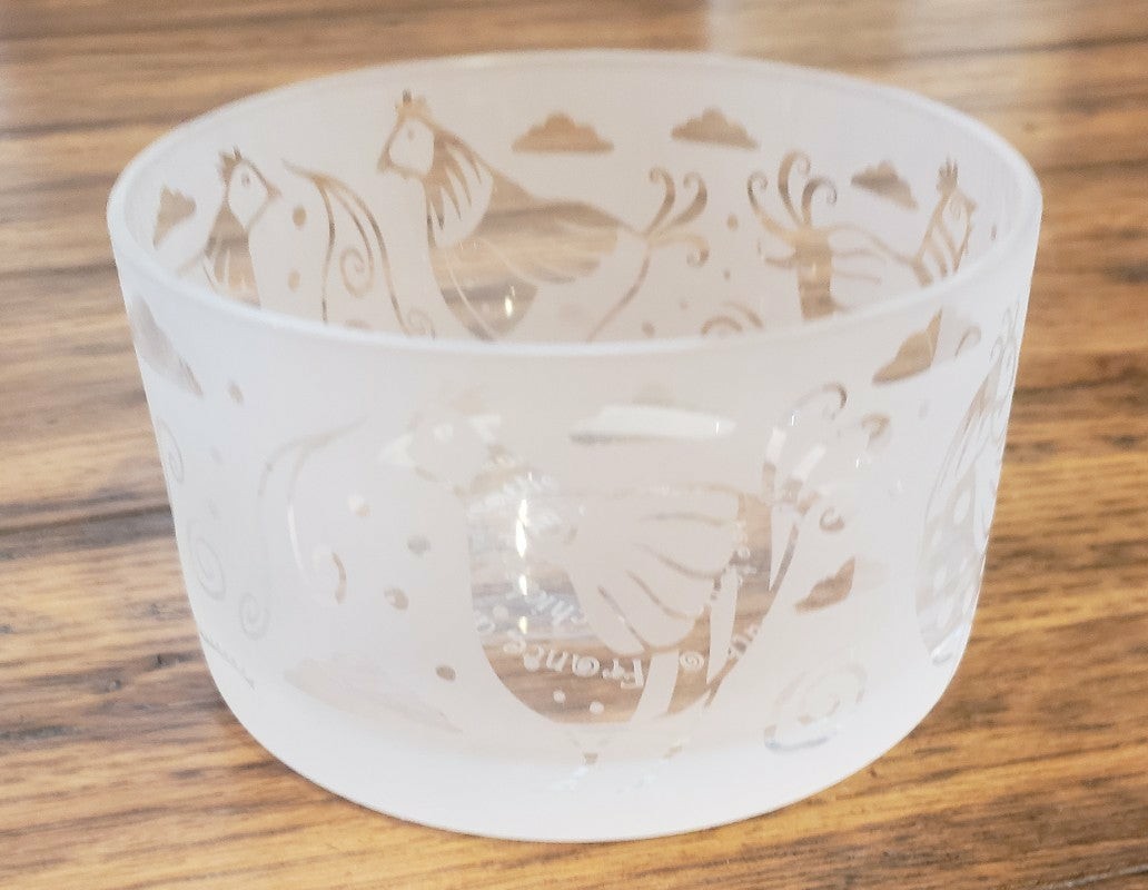 Funky Chicken Etched Bowl