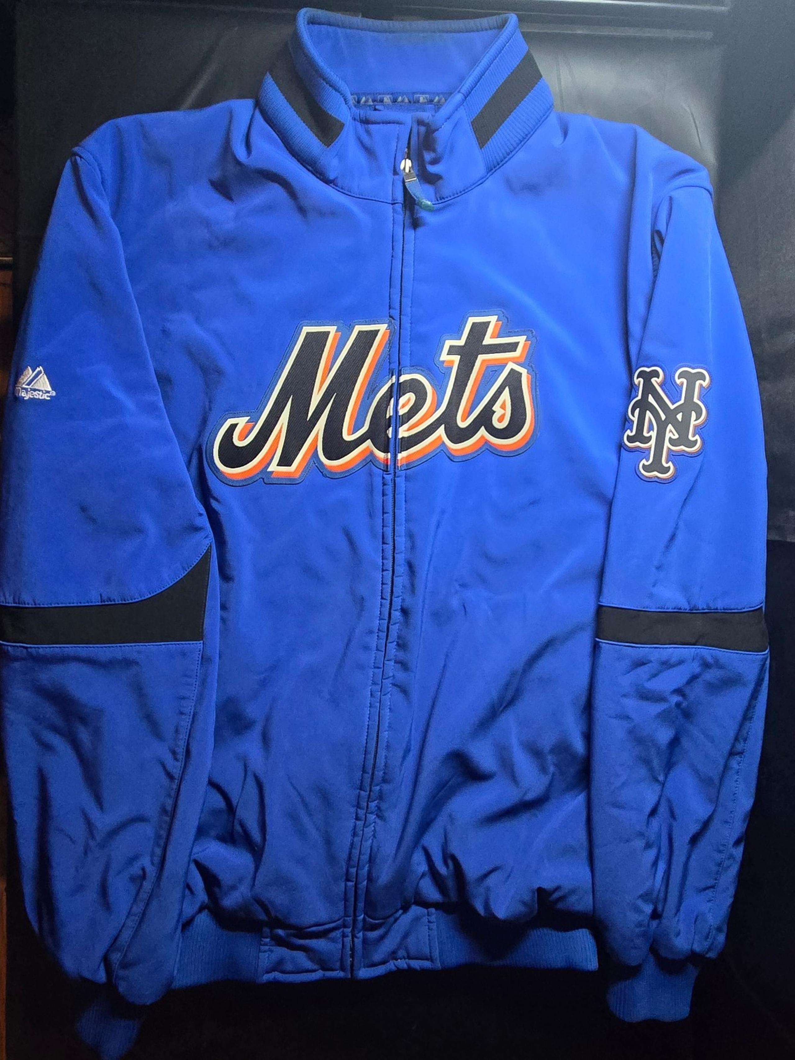Majestic MLB New York METS Men's Blue & Black THERMA BASE Jacket SIZE XL