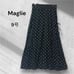 Marlie Long Flare Skirt, Dot Pattern, Linen Blend, Size 9