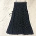 Marlie Long Flare Skirt, Dot Pattern, Linen Blend, Size 9