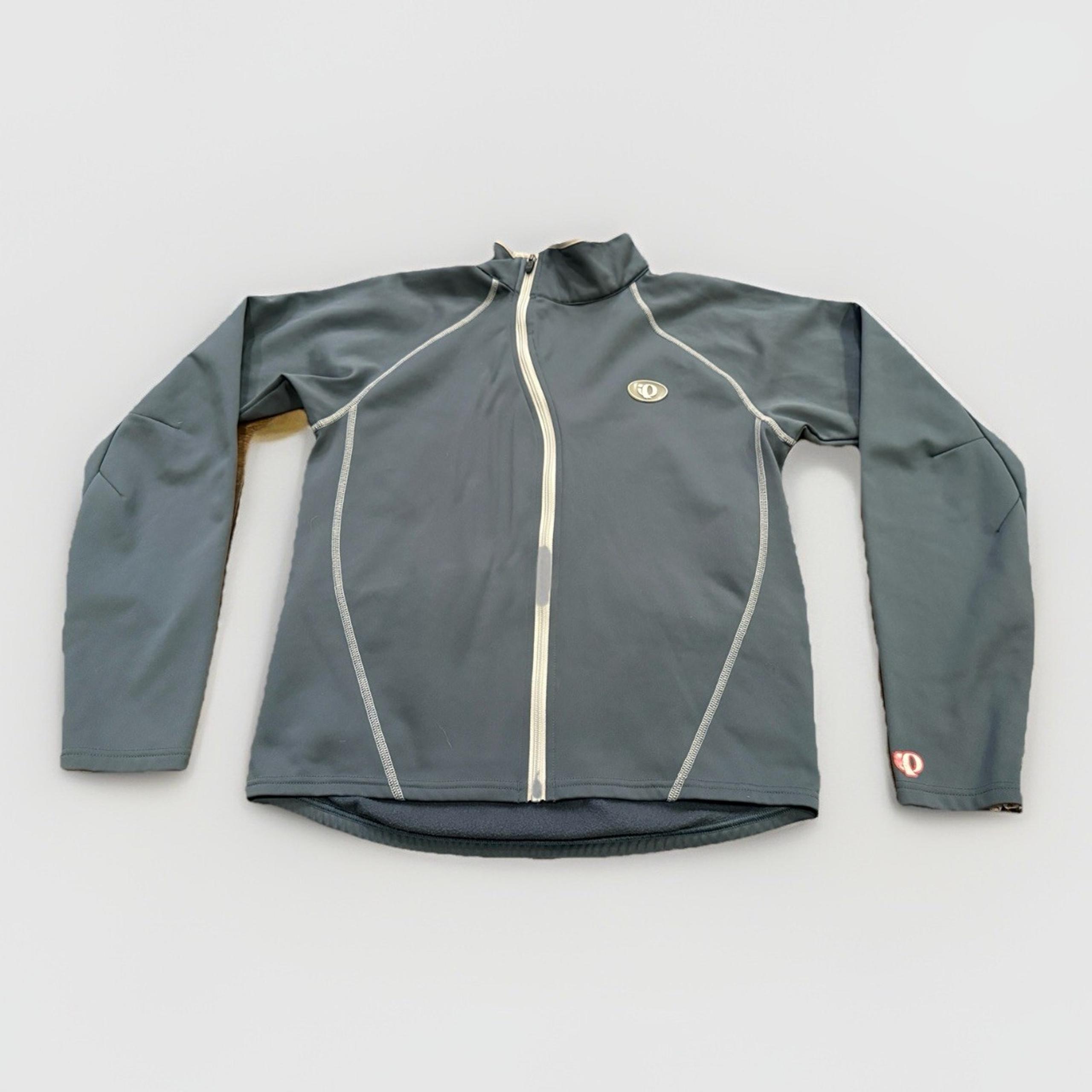 Pearl Izumi Mens Gray Mock Neck Cycling Full Zip Pockets Stretch Bike Jacket M