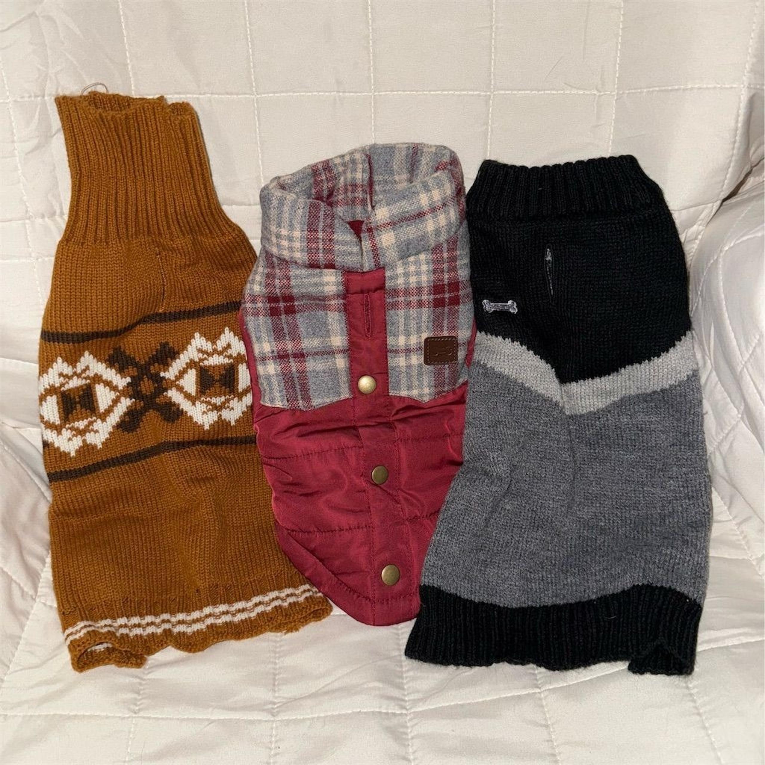 Pup Crew Small Dog Sweaters & Jackets Bundle of 3 Multicolor Warm