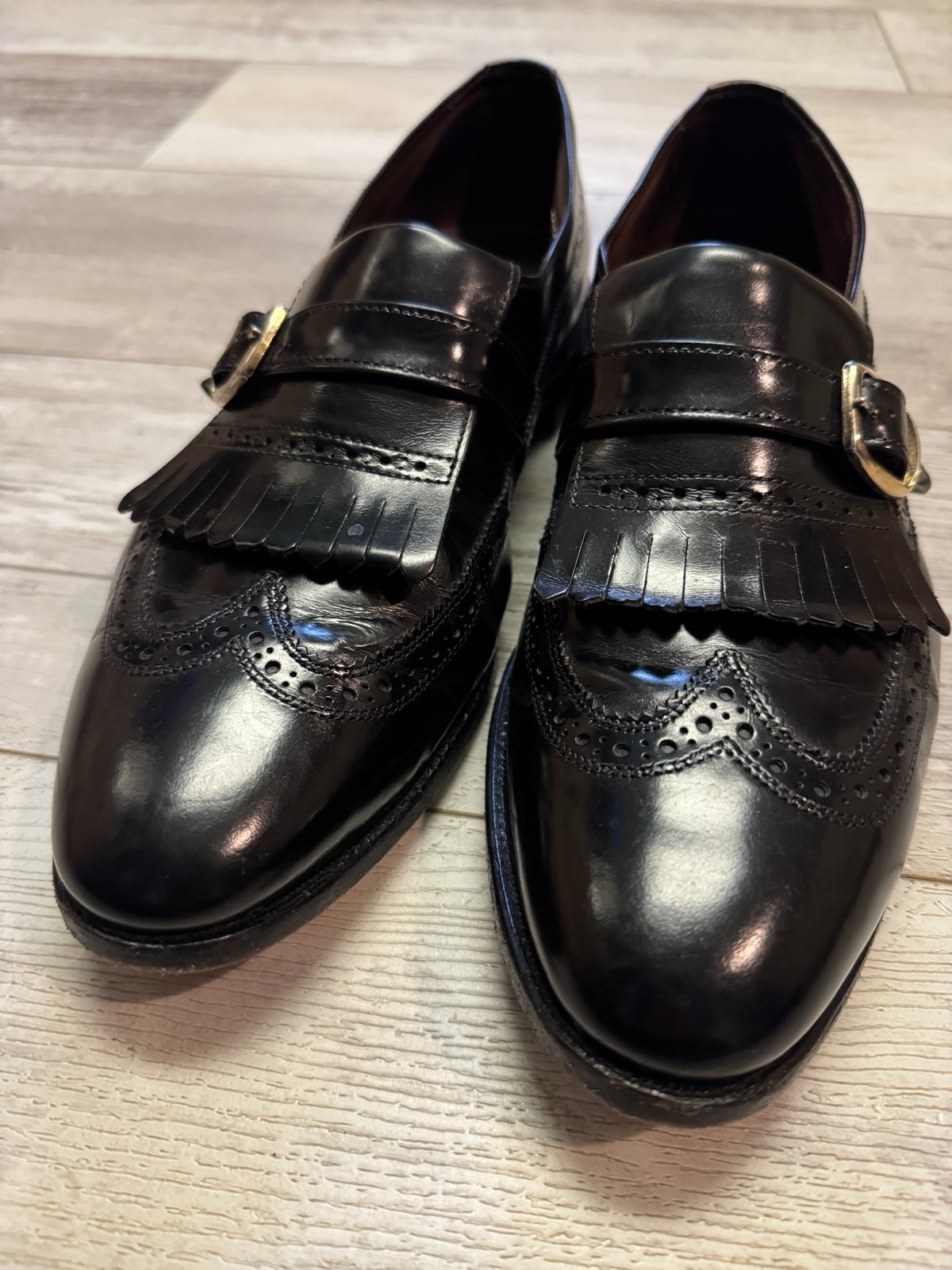 Allen Edmonds Canterbury Monk Strap Loafers Sz 10.5 Black Leather Oxford
