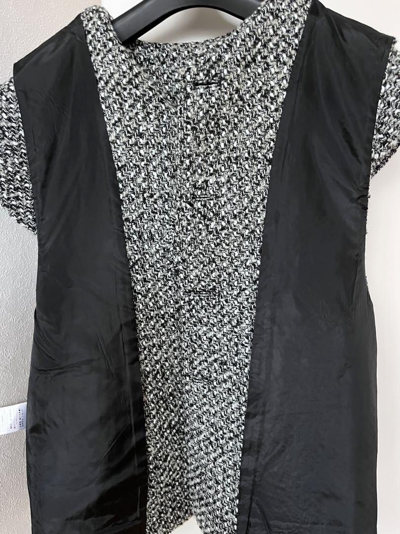 【アウトレット☆送料無料】 ella_webshop Gilet Tweed Collar Big ジャケット・アウター