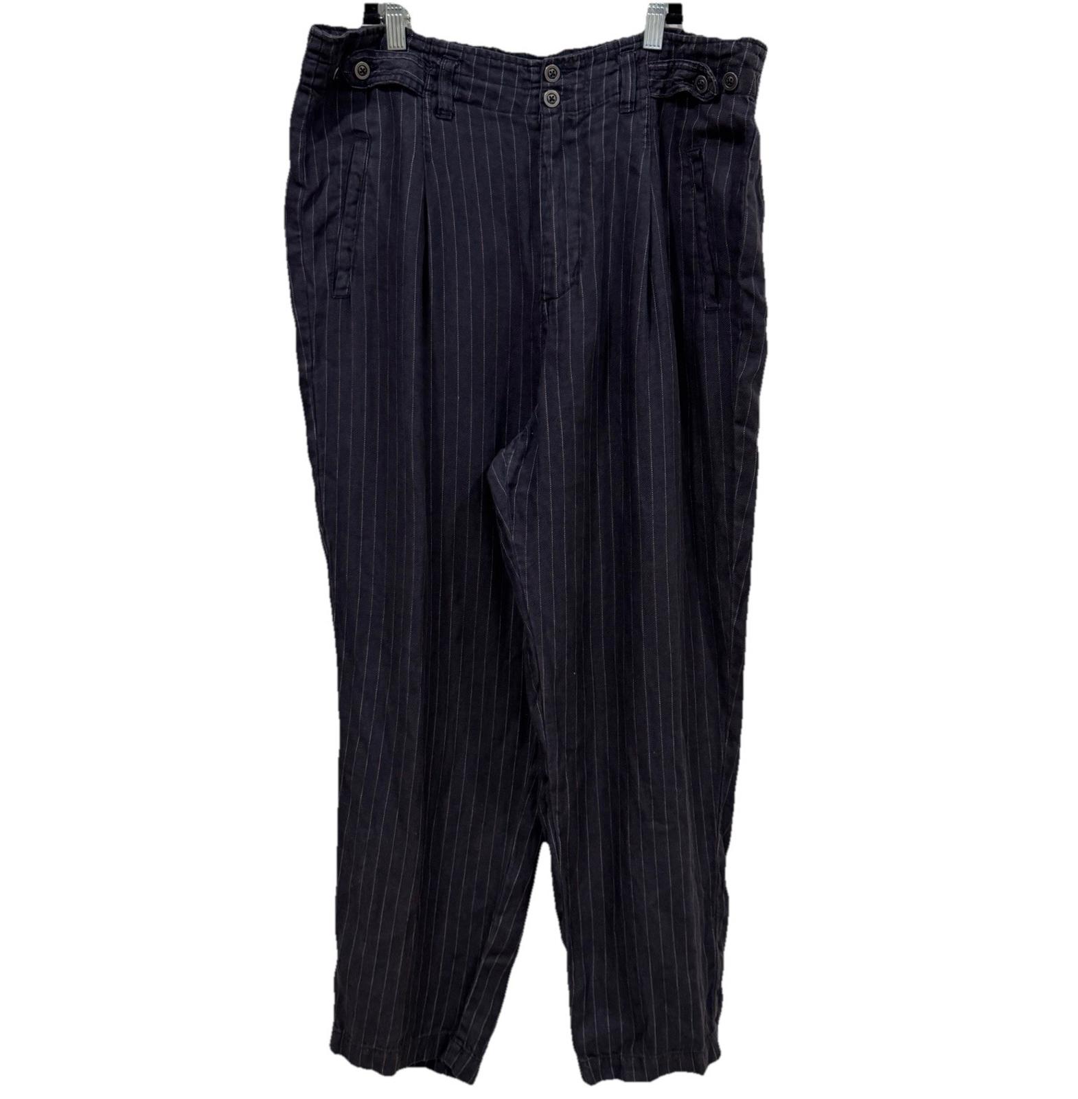 Sundance Wellspring Barrel Pleated Pinstripe Linen Pants Sz 12