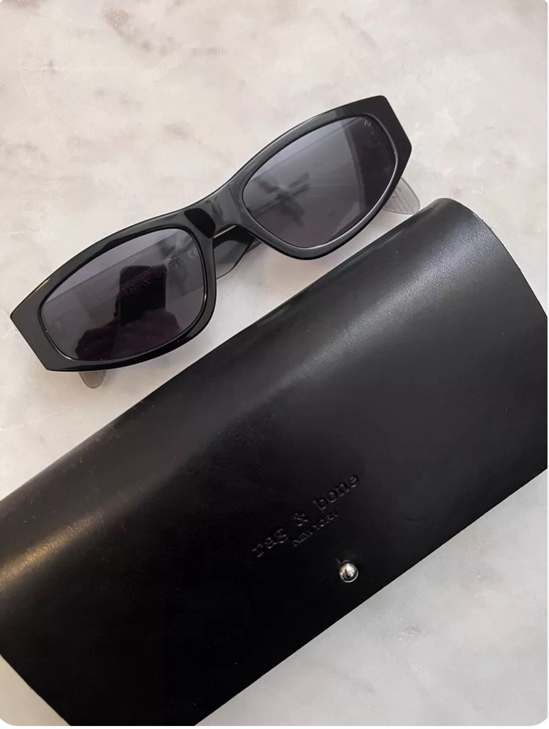 Rag & Bone 55mm Rectangle Skinny Cat Eye Sunglasses
