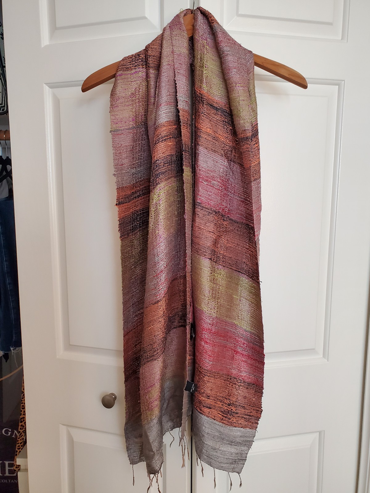 JIM THOMPSON Silk Twill Chevron Striped Pinks,Green,Gold