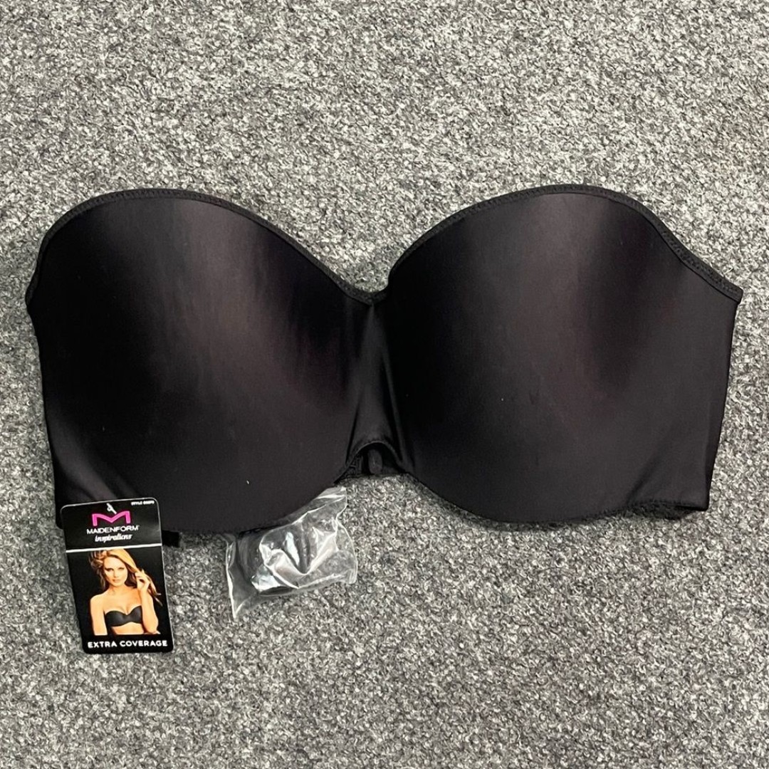 *NWT Maidenform Women’s BlackExtra Coverage Strapless Multi-way Bra Sz 3…