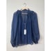 NWT Cami NYC Sheer Chiffon Ruffle Sandy Storm Navy Blue Sheer Blouse Top