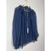 NWT Cami NYC Sheer Chiffon Ruffle Sandy Storm Navy Blue Sheer Blouse Top