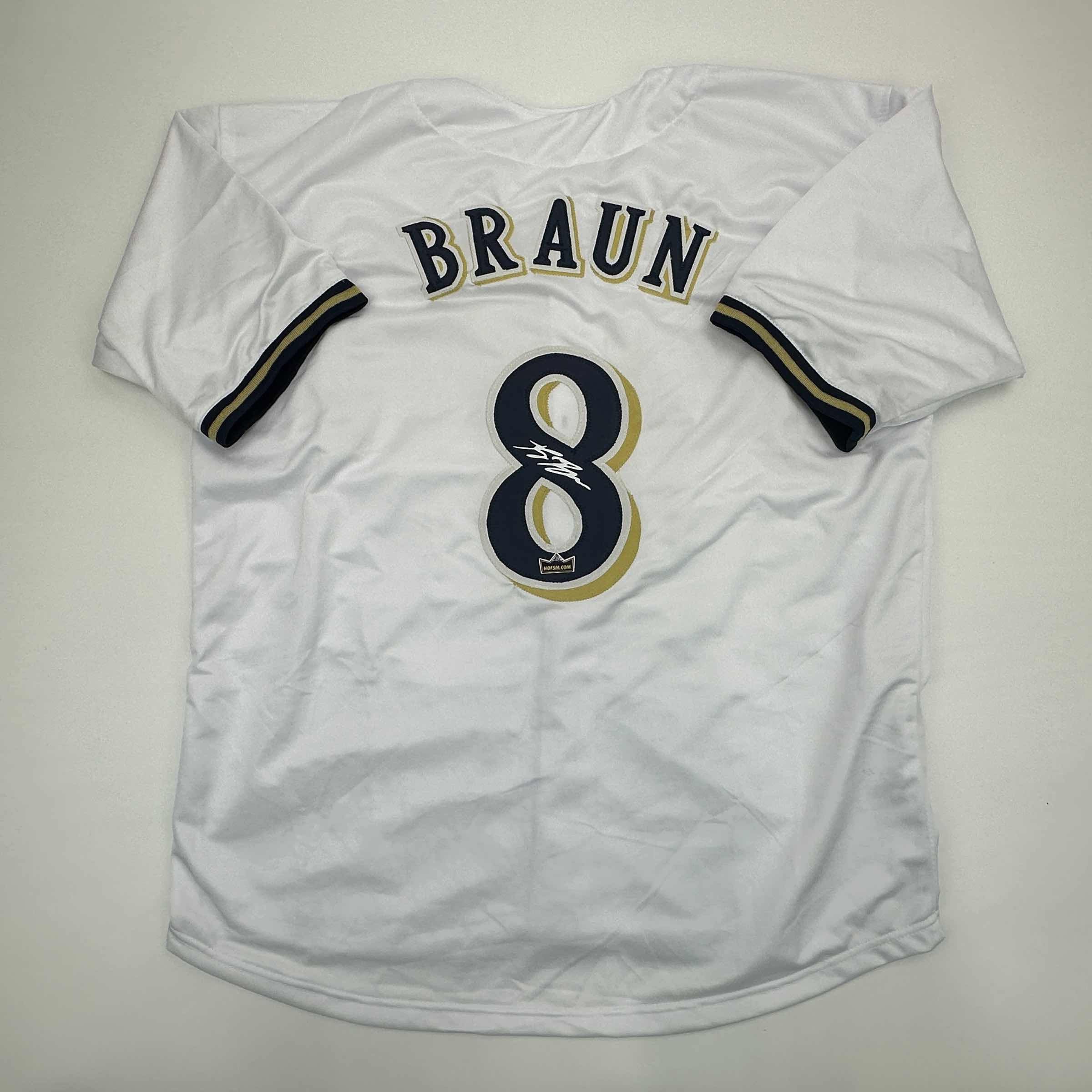 Facsimile Autographed Ryan Braun Milwaukee White Auto Jersey Size Men's XL