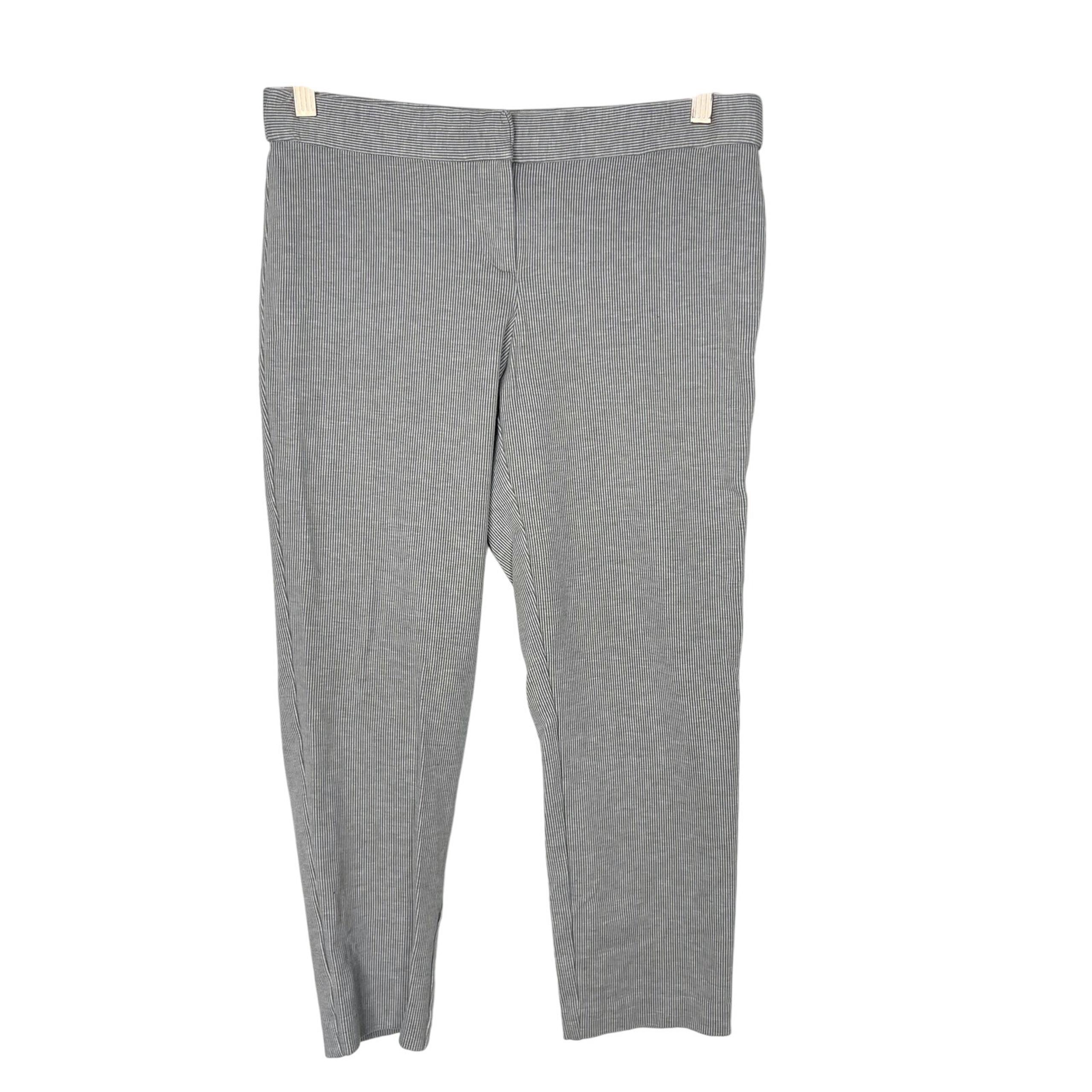 Amanda & Chelsea Size 8 Gray White Pinstriped Ponte Knit Cropped Pants Womens