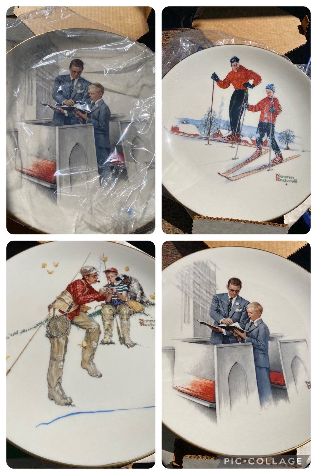 1980 Gorham Norman Rockwell Four Seasons” Limited Ed. Collector Plates Set of 4