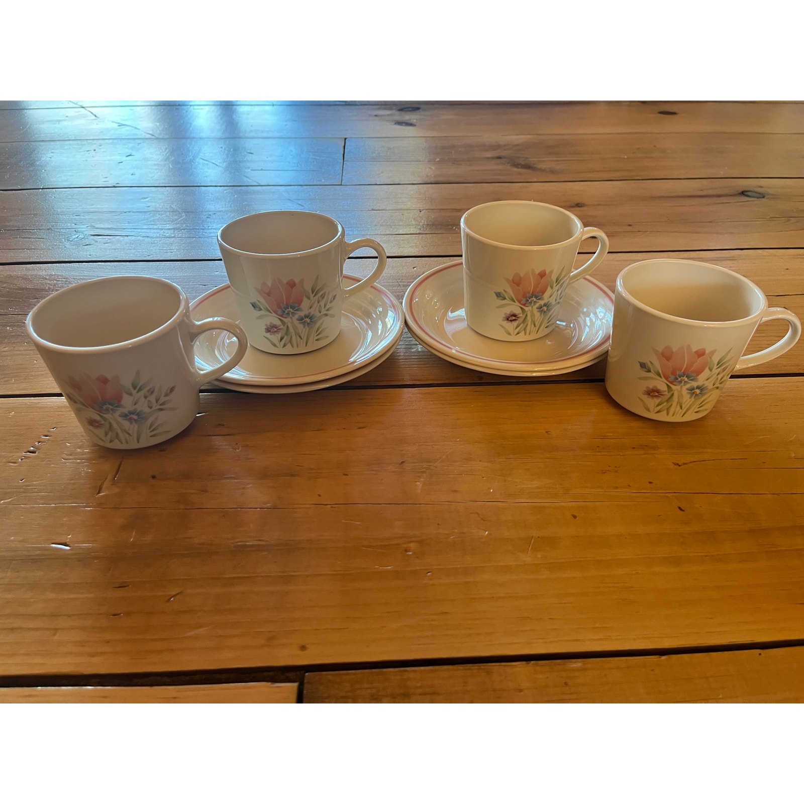 Lot of 8 Vintage Corning Ware French Garden Floral Coffee Mug & Saucer Set rare?