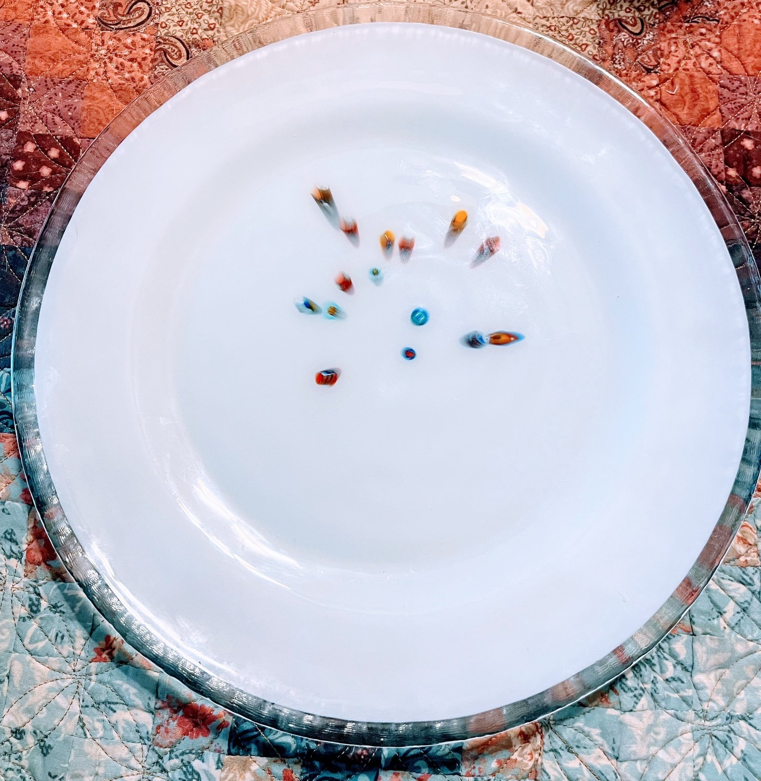 “Carnivalle” Millefiore Murano Art Glass Platter, Plate By Crate And Barrel