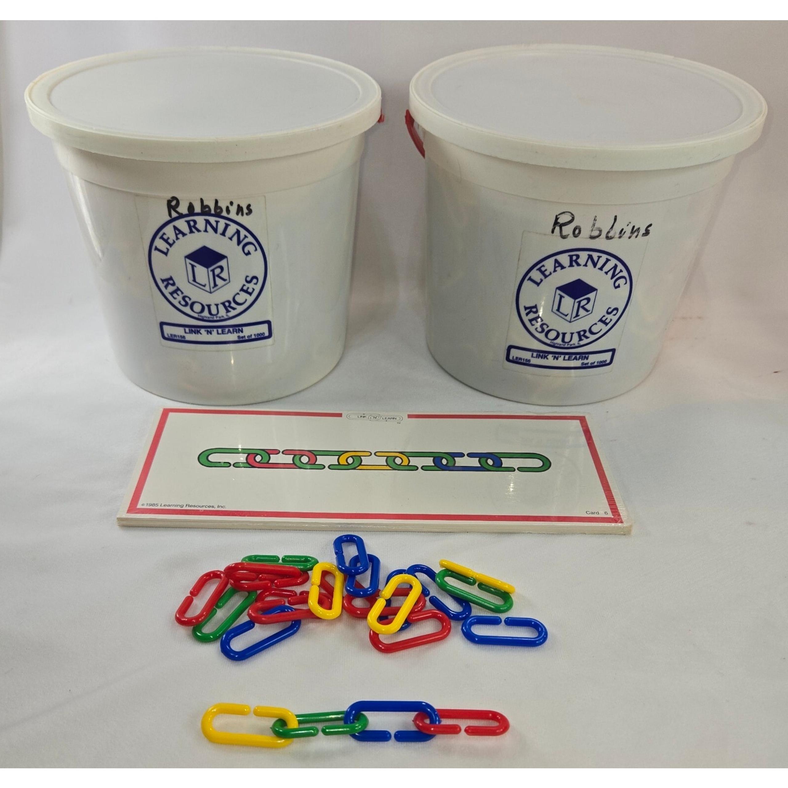 Learning Resources Link 'N' Learn Buckets 2000 4 Color Links w/ Pattern Cards