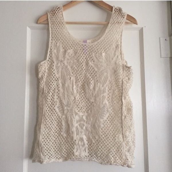 Anthropologie Lace Knit Floral Tank M
