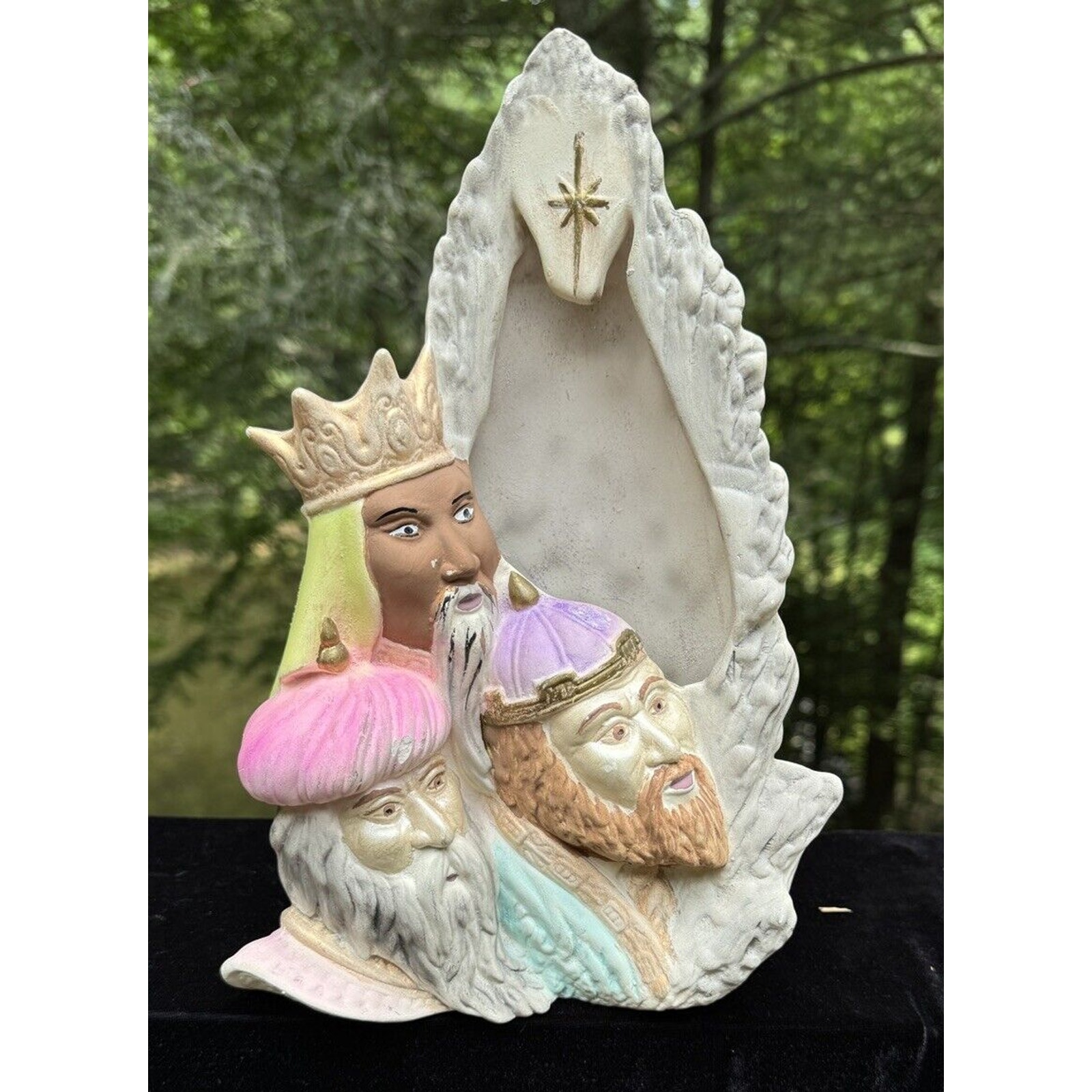Rare Ceramic Christmas Nativity 3 Kings Wisemen Shelf Sit Light Up 11 Tall