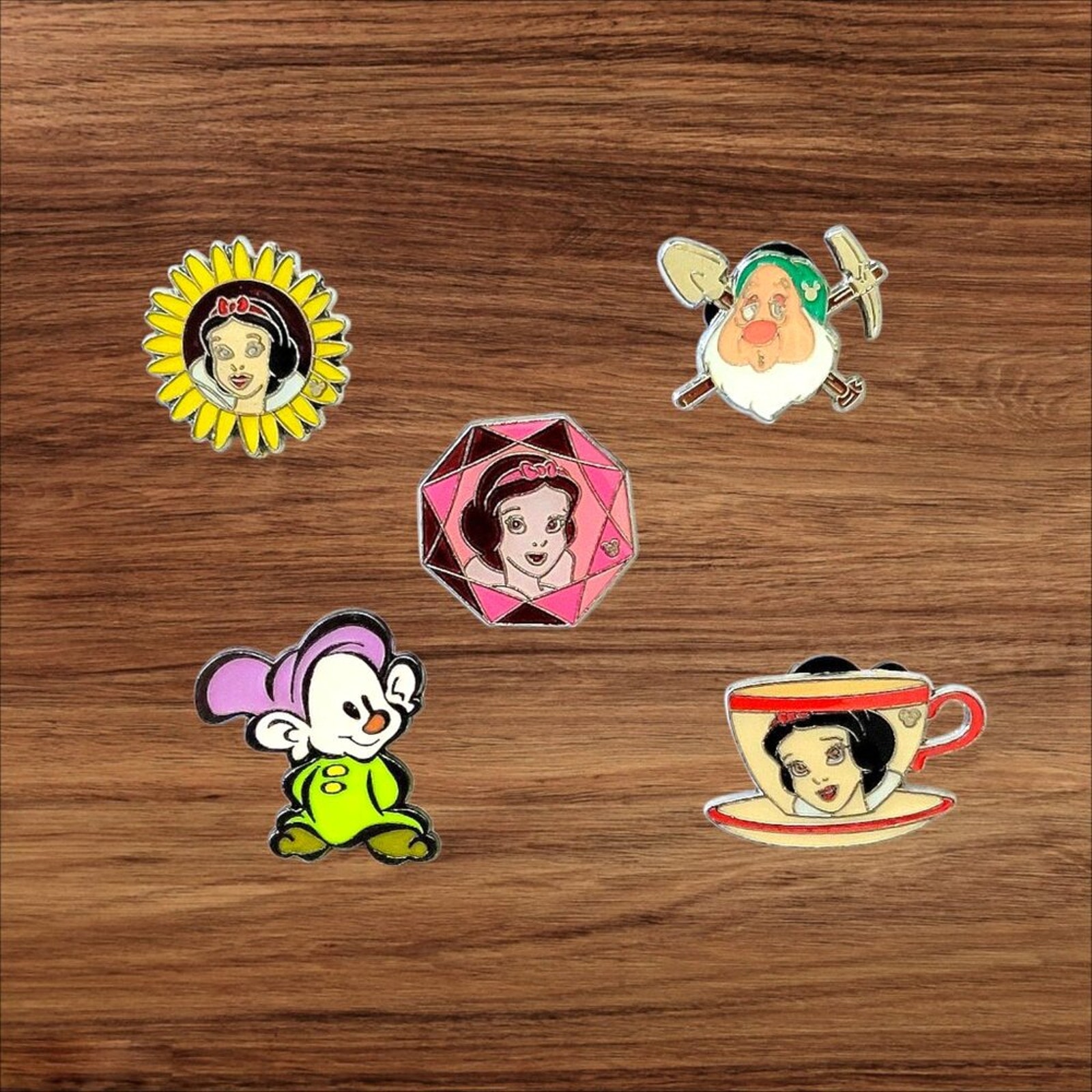 5 Snow White Disney Parks Trading Pins, Plus 2 Bonus Pins